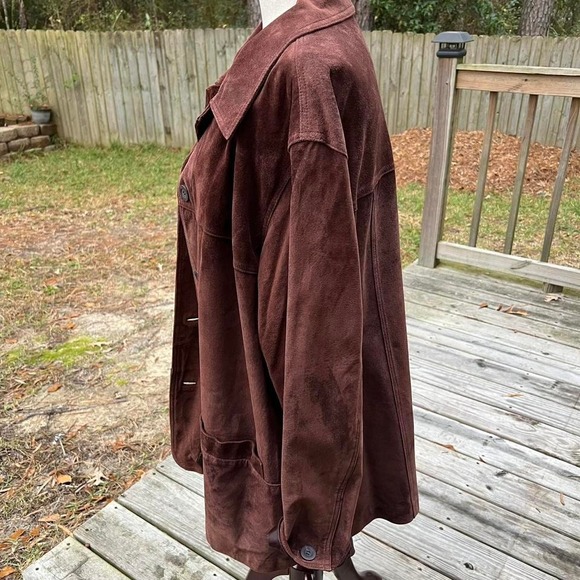 Vintage Brown Suede Jacket with Button Front Closure - Picture 3 of 6